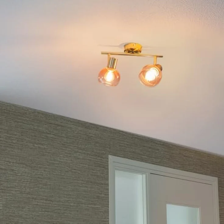 Qazqa LED Aufbaustrahler Vidro, ohne Leuchtmittel, E14, Rosa, Art Deco, Stahl, 2-flammig – Bild 2