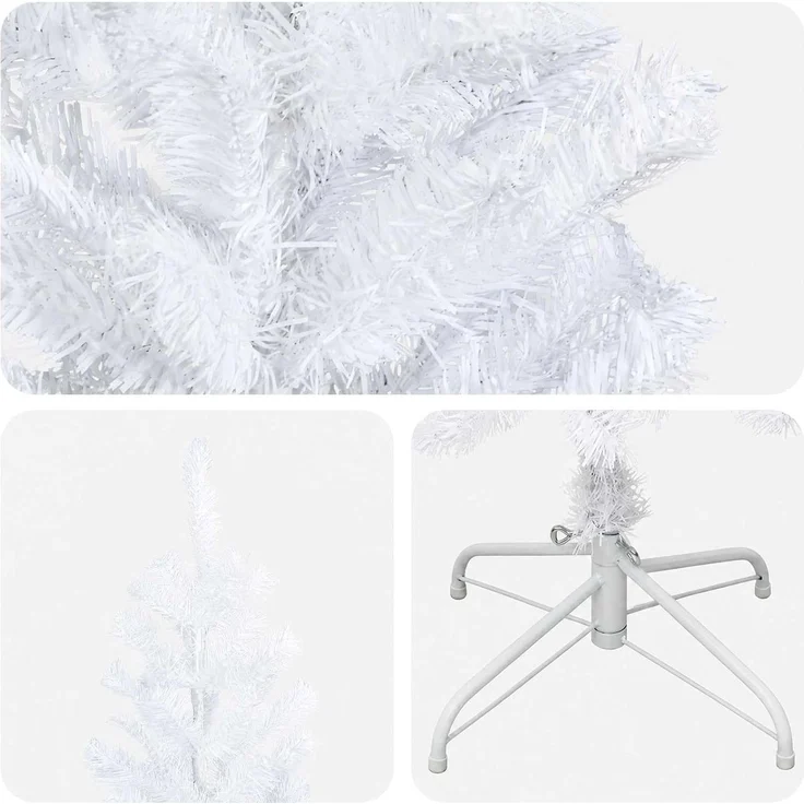 vidaXL Künstlicher schlanker Weihnachtsbaum 240 cm PVC und Stahl Weiß 42055244 – Bild 8