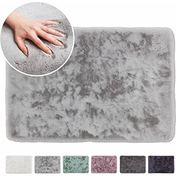 Schöner Wohnen Kollektion Badteppich 'Bali', silbern, 60 x 90 cm, rutschhemmend, waschbar bei 30°C, pflegeleicht, für Fußbodenheizung geeignet – Bild 4