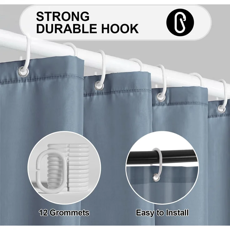 Duschvorhang Anti-schimmel Stoff Wasserdicht Waschbar Blau 180x180 cm – Bild 3