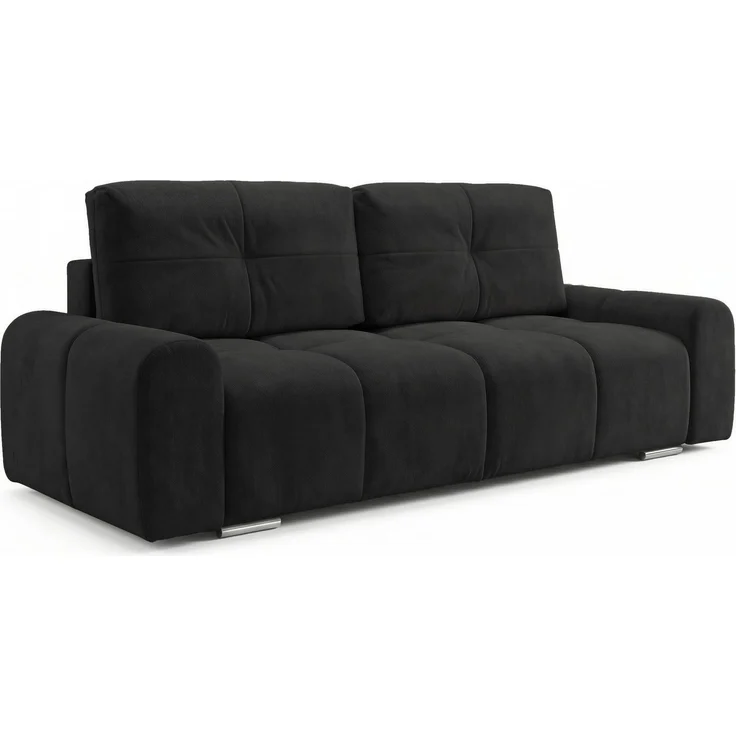 Schlafsofa Fluffy mit Schlaffunktion und Bettkasten - Bonellfederkern, Chenille-Bezug, große Liegefläche 195x145 cm, modernes Polstersofa & Bettsofa, weich & voluminös Sofa (Schwarz (Vibe 99)) – Bild 2