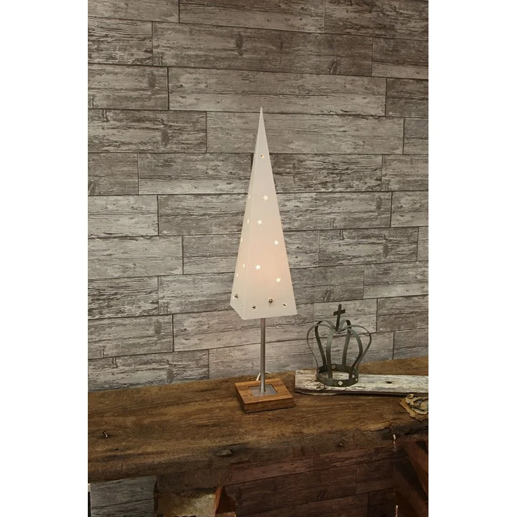 Standleuchte Papier Pyramide, creme auf Holz-Basis – Bild 1