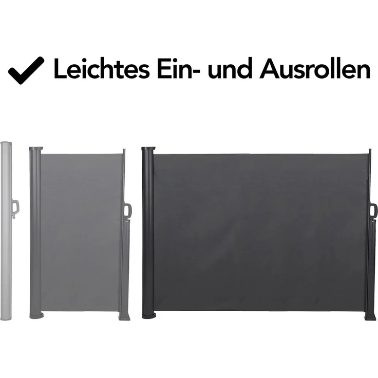 Brixy Ausziehbarer Windschutz – 300 x 140 cm – ausziehbar – Rollbar – Sonnenschutz – Garten, Strand, Terrasse, Balkon, Camping - Sichtschutz – Seitenmarkise – Wetterfest - Anthrazit – Bild 10