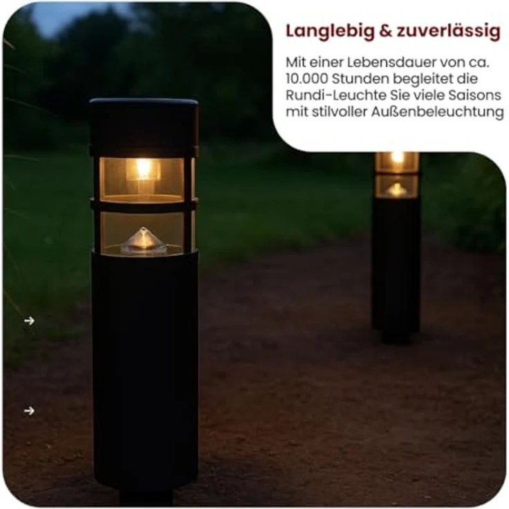 LED-Solar-Wegeleuchte "Rundi", 2er Set, schwarz, 7 x 28 cm, – Bild 6