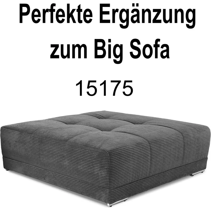Big-Sofa XXL 306 cm Federkern Lounge Couch mit Bezug aus Cord in Dunkelgrau – Bild 8