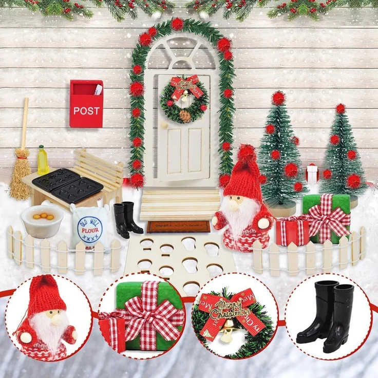 70 Miniatur Wichtel Weihnachten Set Wichteltür Zubehör Holz Deko Figuren – Bild 4