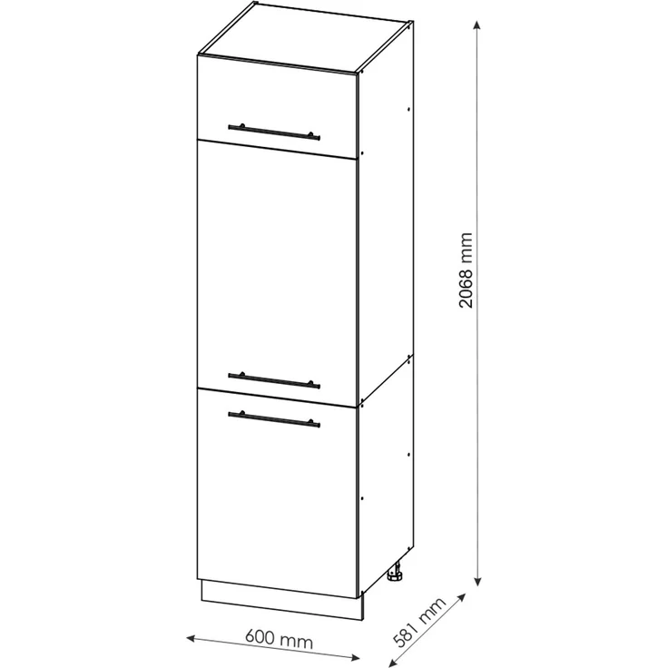 Kühlumbauschrank Fame-Line Schwarz Eiche hochglanz 60 cm Vicco – Bild 3