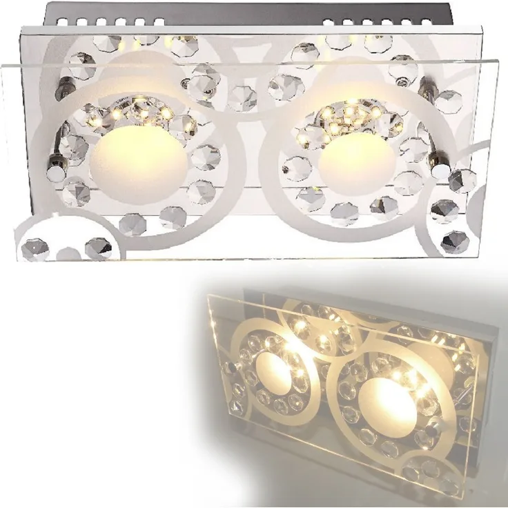 LED Wandlampe, Chrom, Kristalle, L 24 cm