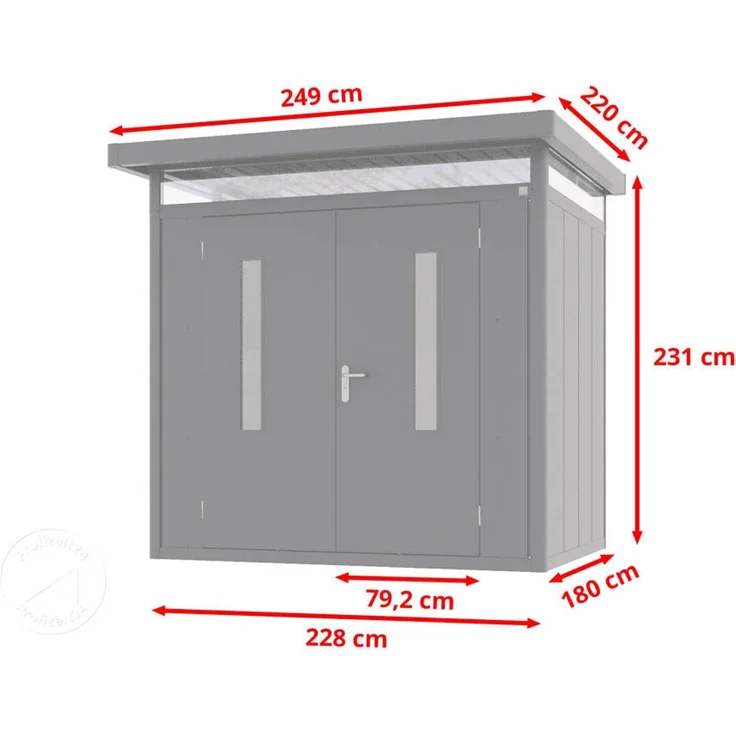 GFP Primeyard Gerätehaus Metall Gartenhaus 228x180x231 cm Geräteschuppen anthrazit – Bild 10