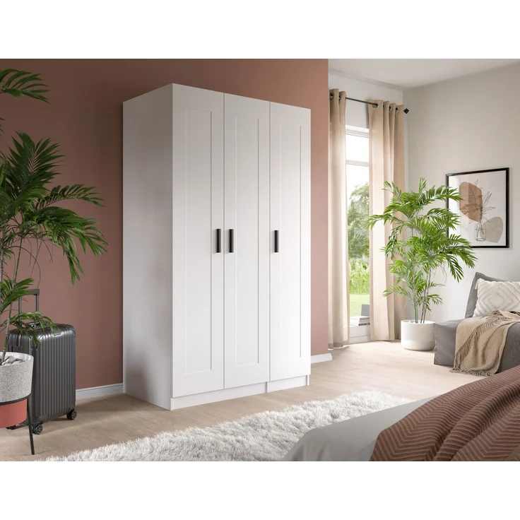Visby Kleiderschrank 3-türig in weiß – Bild 5