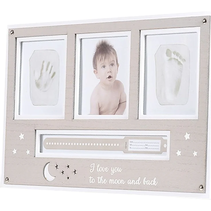 Cangaroo Baby Hand- und Fußabdruckset, Fotorahmen aus Holz, für 2 Abdrücke beige – Bild 2