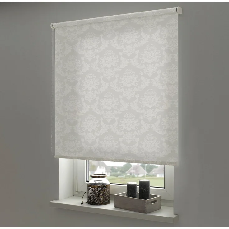 Seitenzugrollo Seitenzugrollo Design Ornament, Liedeco, transparent, ohne Bohren, freihängend, verschraubt, Lichtdurchlässig mit Sichschutz, flexibel montierbar – Bild 1