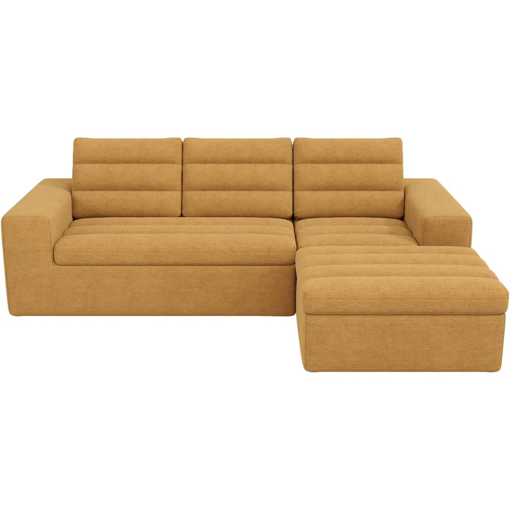 Ecksofa 253 x 161 x 89 cm in Orange, modulares Chenille-Sofa mit Hocker, rahmenlos und weich gepolstert – Bild 6