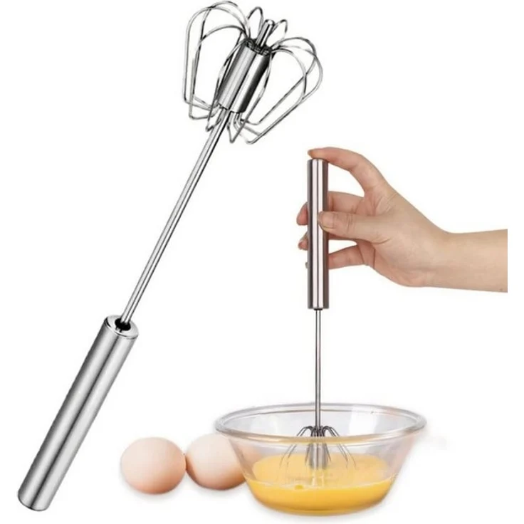 FELIXLEO Schneebesen Halbautomatischer Schneebesen 12 Zoll Edelstahl Küchen Rührbesen – Bild 4