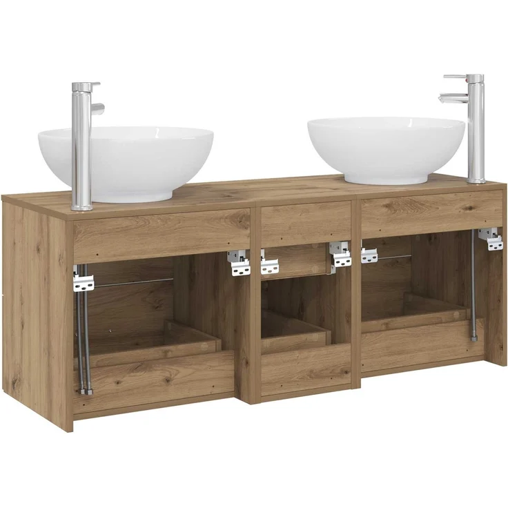 vidaXL Badezimmerschrank-Set 3 stk. Artisan-Eiche 129 x 44,5 x 80 cm 3405914 – Bild 7