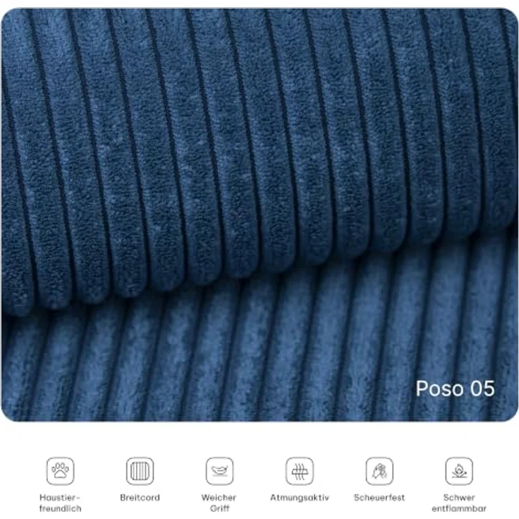 Masseno Ecksofa NOTIA, modulares Boneless Sofa mit Schlaffunktion, Kordstoff Bezug in POSO 05, 3 Sitzflächen, Relaxfunktion – Bild 6