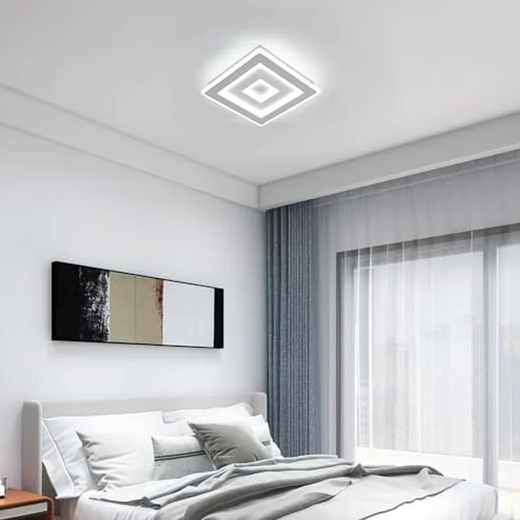 Comely LED Deckenleuchte Quadrat, 28cm 36W Moderne Deckenlampe Quadratisch Weiß LED Deckenbeleuchtung für Schlafzimmer, Wohnzimmer, Flur, Kaltweißes Licht 6500K – Bild 4