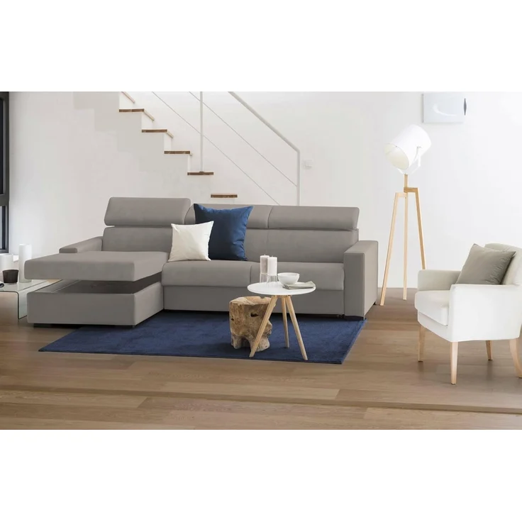 Talamo Italia - Schlafsofa mit Halbinsel Aleandra, Sofà mit Sinistra-Stauraum-Halbinsel, schmale Armlehnen, 100 % Made in Italy, 260 x 95 x 85 cm, Tortora – Bild 7