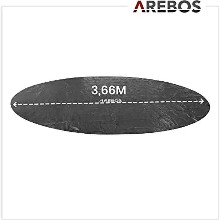Arebos Pool Solarabdeckplane rund Ø 3,66m Schwarz | Solarplane Stärke 120 µm | Solarfolie zuschneidbar | Poolheizung Wassererwärmung Wärmeplane – Bild 8
