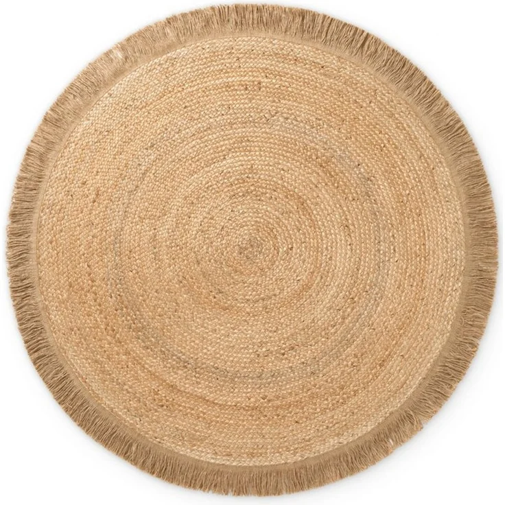 Hanse Home Nuru Juteteppich - Natur Wohnzimmereppich Rund aus 100% Jute, Handgewebt mit Fransen - Robust & Pflegeleicht - Boho Naturfaser Teppich für Wohnzimmer, Schlafzimmer - Natur Gold, Ø200cm – Bild 2