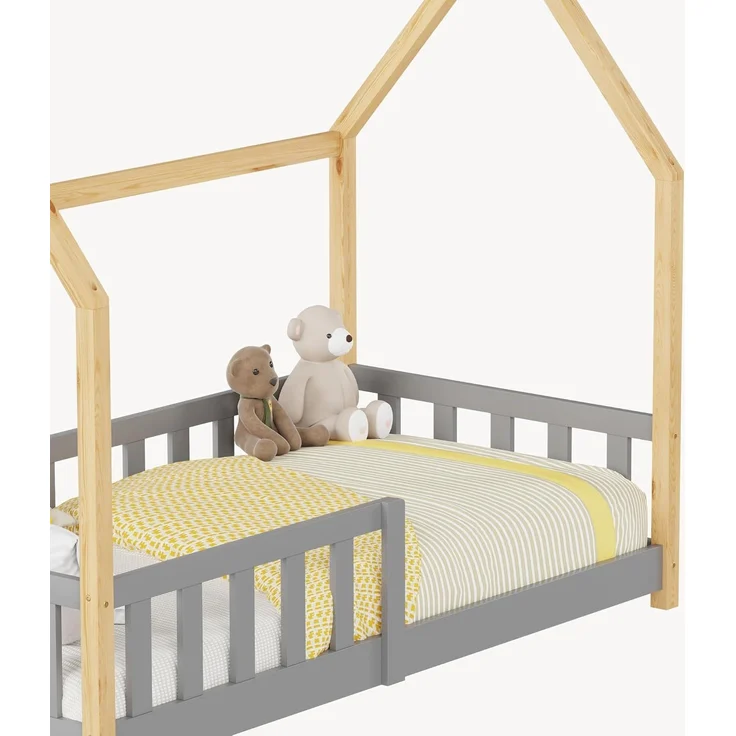 Hausbett Hesel mit Rausfallschutz 80x160 cm Grau/Natur [en. casa] – Bild 8