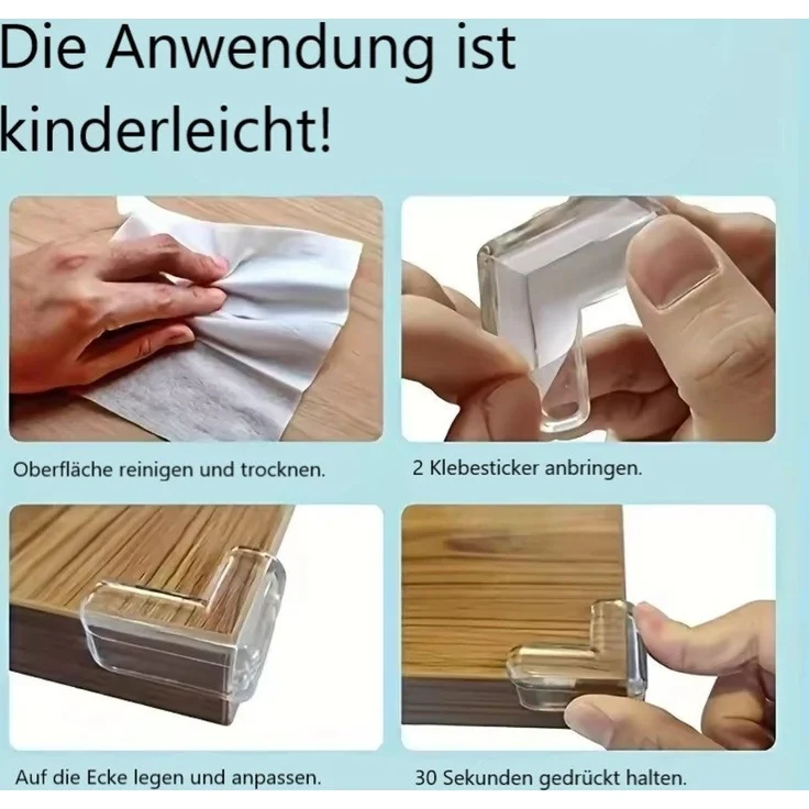 Montegoni Kindersicherung 8 Stück Transparente Tischeckenschützer – Sicherer Schutz für Kinder, Hochwertiges Material: Ungiftiges Silikon für mehr Sicherheit. – Bild 2