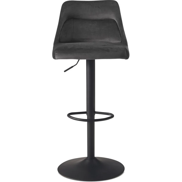 Barhocker Samt Grau mit Lehne höhenverstellbar 86-106cm Metallfuß gepolstert – Bild 7