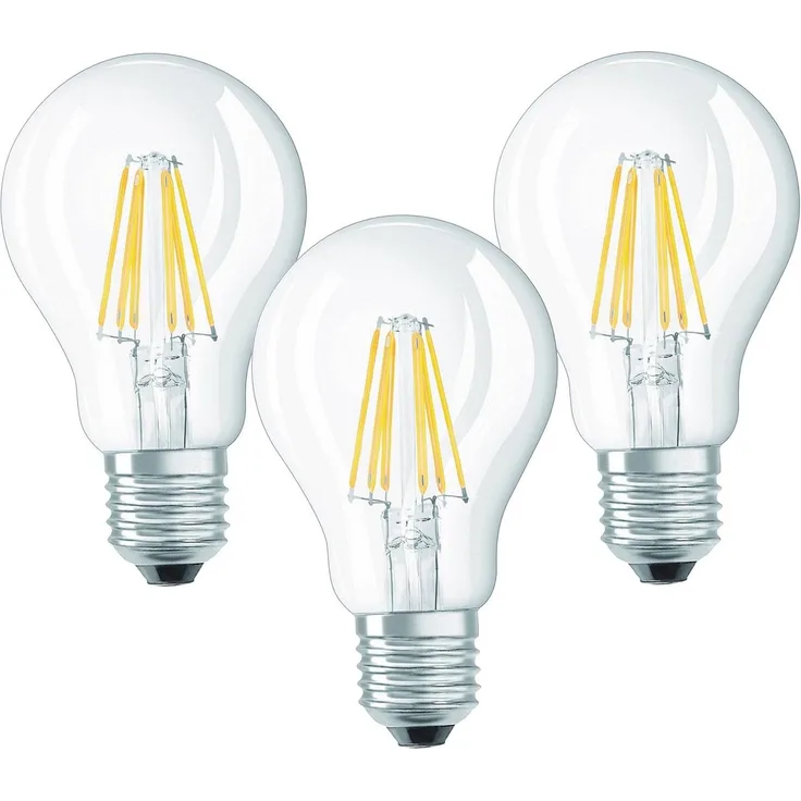 TRANGO LED-Leuchtmittel, 3er Pack E27001-3 LED Filament Birne 8 Watt 850 Lumen - 3000K warmweiß - Ersatz für 60W Glühlampe - Glühbirne - Birne in Tropfen Form mit E27 Fassung Abstrahlwinkel 360°, 3 St.