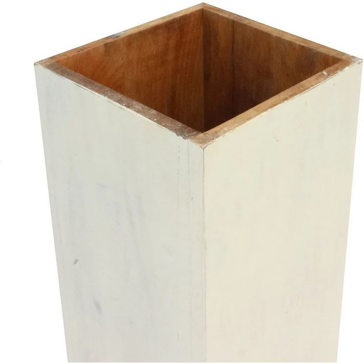 Oriental Galerie Blumenhocker Massive Holz Säule Viereckig Podest Lime-Weiß groß 85cm (1 St) – Bild 3