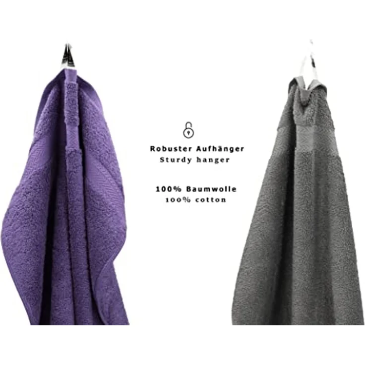 Betz Gästehandtücher 10 Stück Gästetuch Set Premium 30x50 cm Farbe lila und anthrazit, 100% Baumwolle (Set, 10-St) – Bild 4