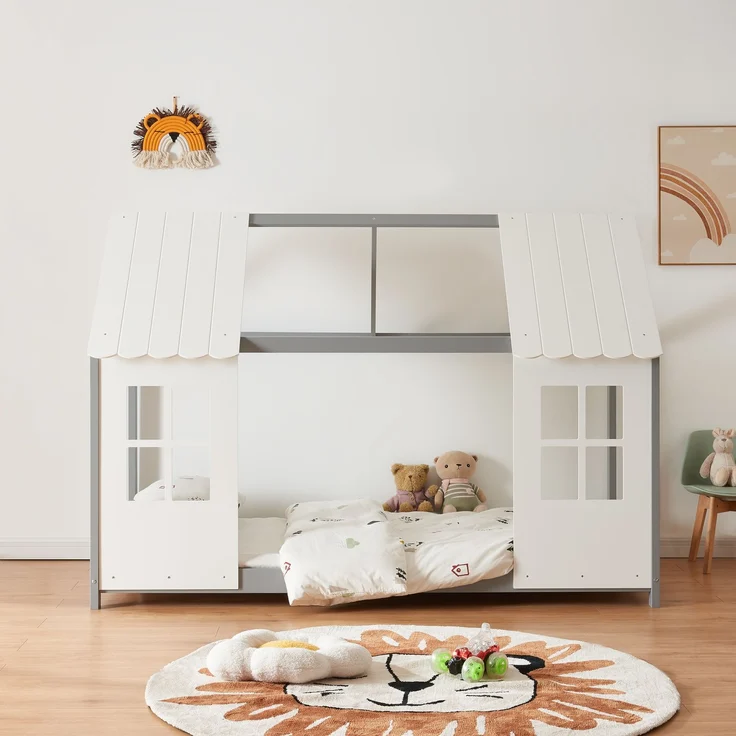 Halboffenes Kinderbett Tostedt 90x200cm Grau/Weiß [en. casa] – Bild 2