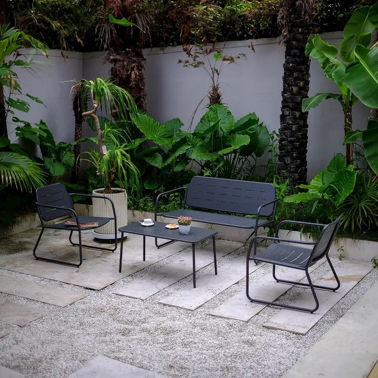 Gartenmöbelset Andria Stahl 4-tlg. Anthrazitgrau [casa. pro]