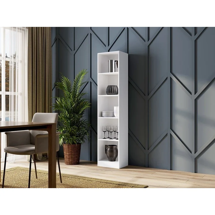 Home Collective Bücherregal Aktenregal Standregal Raumteiler weiß mit 5 offenen Fächern, aus MDF Holz, Breite 40 cm – Bild 3