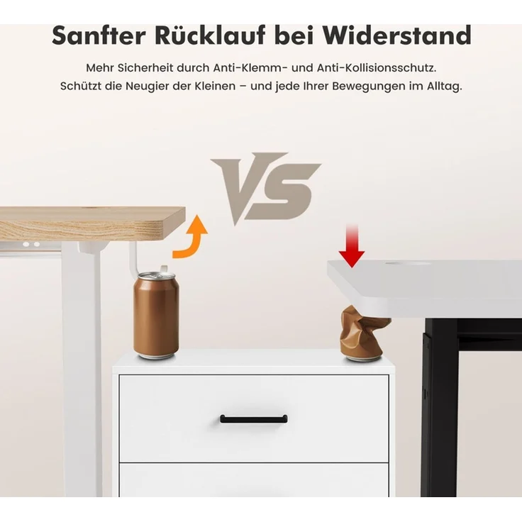 HOMAVO höhenverstellbarer Schreibtisch 80×180 cm, mit Memory- und Anti-Kollisionsfunktion, USB-A- und USB-C-Anschlüssen, Höhe 70–120 cm, Natu – Bild 6