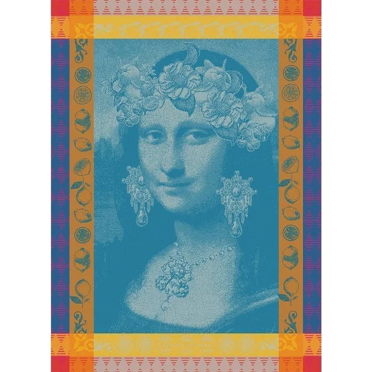 Garnier-Thiebaut Geschirrtuch Mona Lisa Bleu 56x77 cm