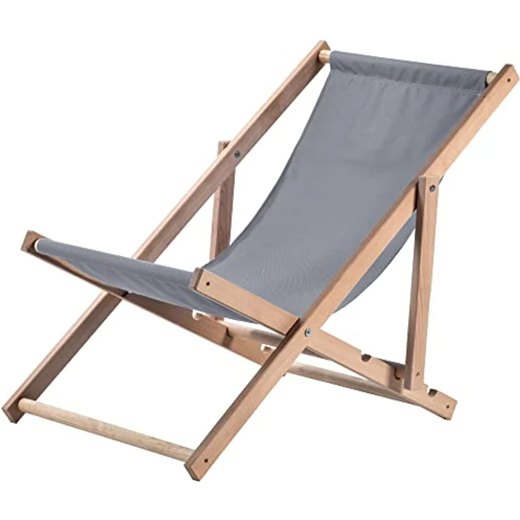 Kadax Holzliegestuhl, klappbar, grau, Buchenholz, 53x78 cm, robust und UV-beständig, bis 120 kg Tragfähigkeit – Bild 1