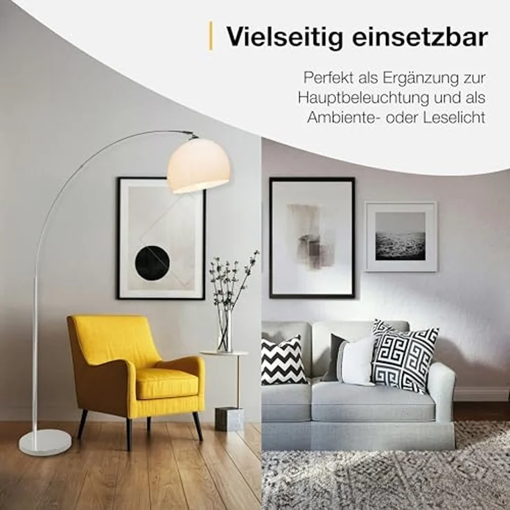 Brilliant Leuchten No. 92940-75 Bogenstandleuchte Vessa E27 chrom weiß – Bild 7