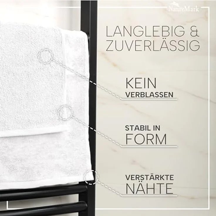 NatureMark Gästetücher – 20er Pack (30x50 cm), 100% Baumwolle, Oeko-TEX Zertifiziert, weich, saugfähig und pflegeleicht – Für Bad, Gäste & Spa – Weiß – Bild 5