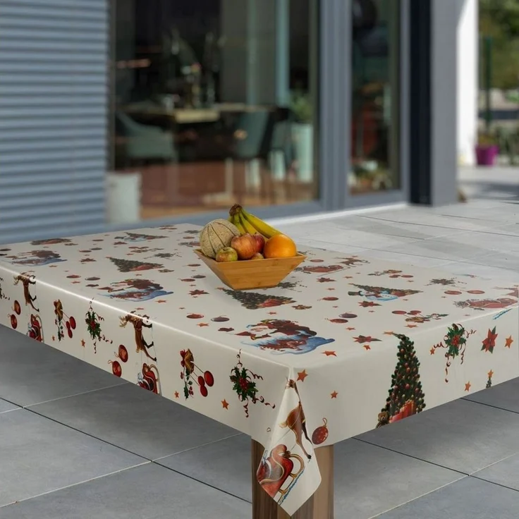 laro Tischdecke Wachstuch-Tischdecken Abwaschbar Weihnachten Schneemann Geschenke Baum – Bild 1