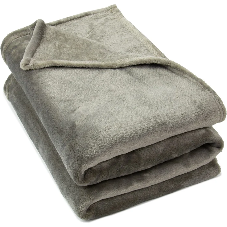 ZOLLNER Kuscheldecke flauschig, 220x240 cm, taupe, 100% Polyester – Bild 1