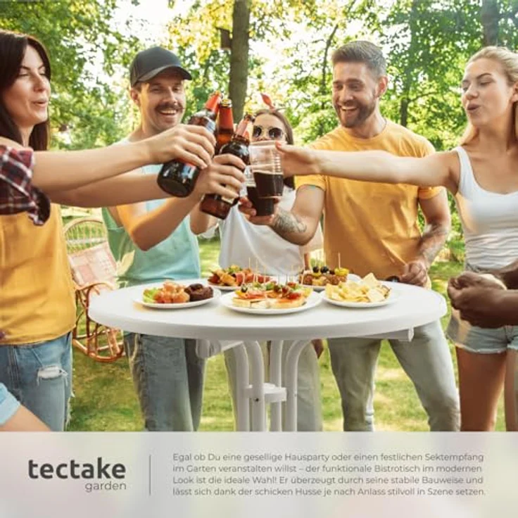 tectake Bistrotisch Stehtisch (1-St, 1 tlg), Stehtisch mit klappbarem Gestell für schnellen Auf- und Abbau – Bild 3