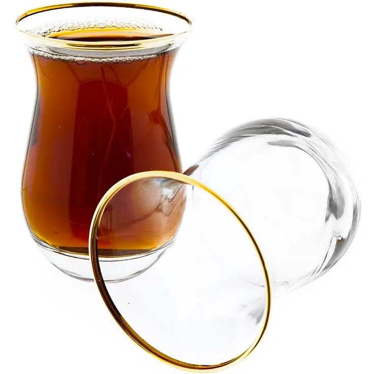 3 Teiliges Teegläser Set transparent mit Goldumrandung 175 ml aus Glas