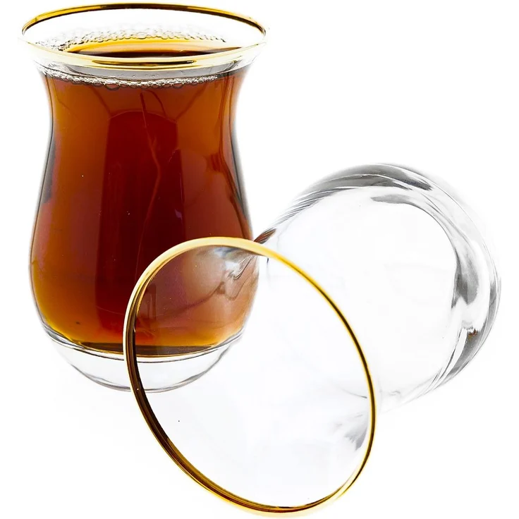3 Teiliges Teegläser Set transparent mit Goldumrandung 175 ml aus Glas – Bild 1