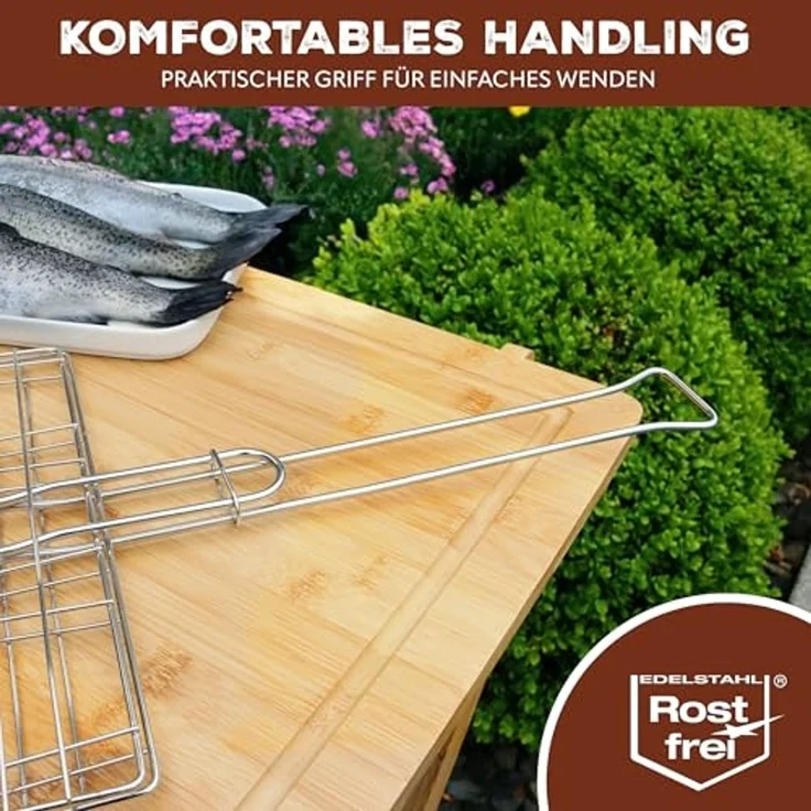 bremermann Grillguthalter Fischgriller 3fach // Edelstahl // ca. 59 x 27,5 cm // Fischbräter – Bild 5