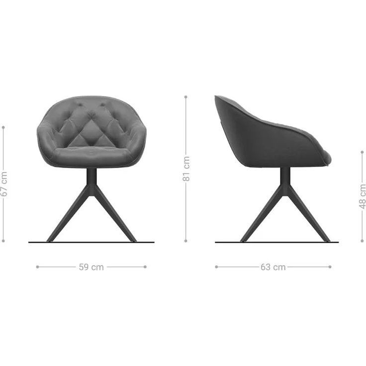 Drehstuhl Gaio-Flex Bouclé Soft Schlamm Kreuzgestell breit Effektfinish Titan 360° drehbar Wippfunktion – Bild 2