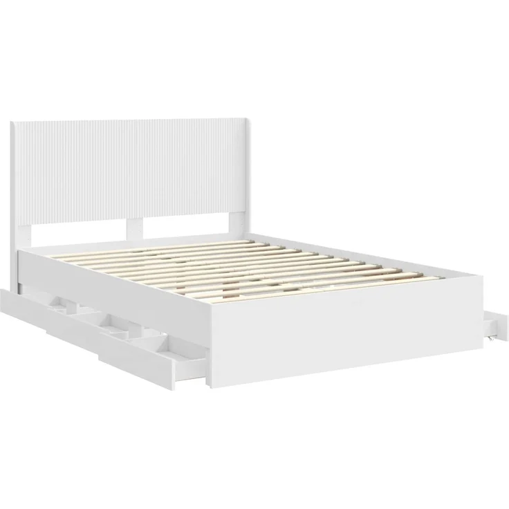 vidaXL Bettgestell mit Stauraum und Kopfteil Weiß 150 x 200 cm 3413935 – Bild 5