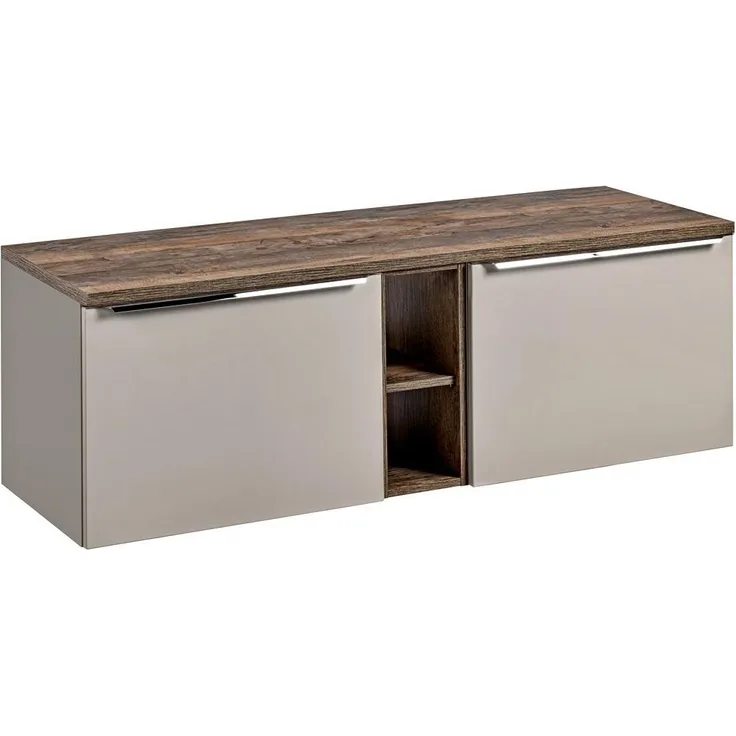 Lomadox 'Puebla' Waschbeckenschrank, Holz taupe, Vintage Oak, 48,5 x 46 x 140,4 cm