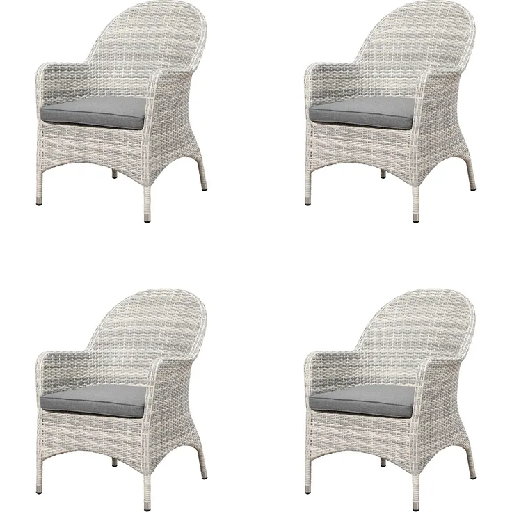 Mandalika Garden LILLE Polyrattan Diningsessel mit Alu-Gestell - icewhite