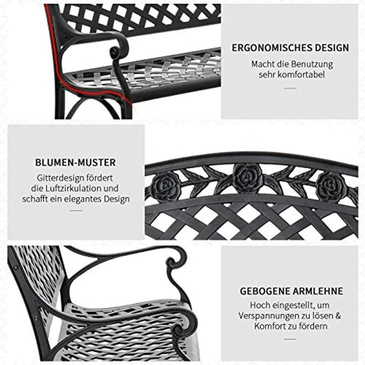 Outsunny Gartenbank Gartenbank aus Aluminium – Bild 5