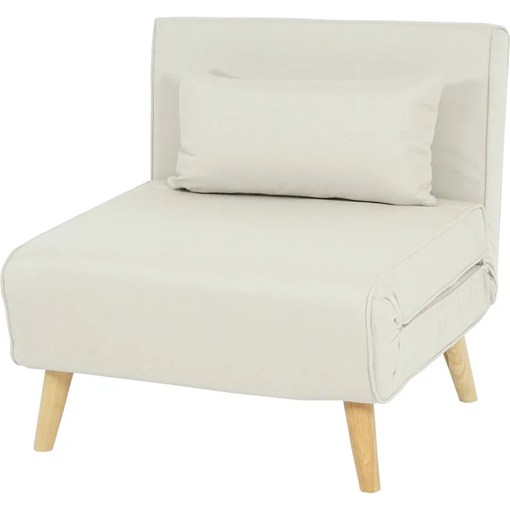 Schlafsessel HWC-D35, Schlafsofa Funktionssessel Klappsessel Relaxsessel Jugendsessel Sessel, Stoff/Textil ~ creme-beige